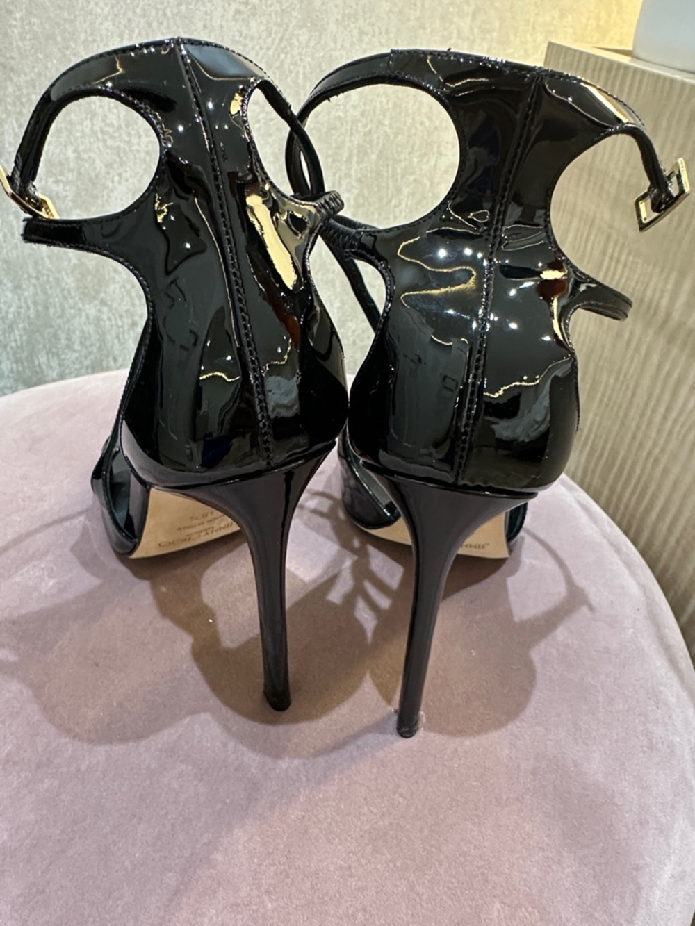 Jimmy Choo Black Patent Strappy Stiletto Sandals - Azia - 38.5 - Picture 6 of 9